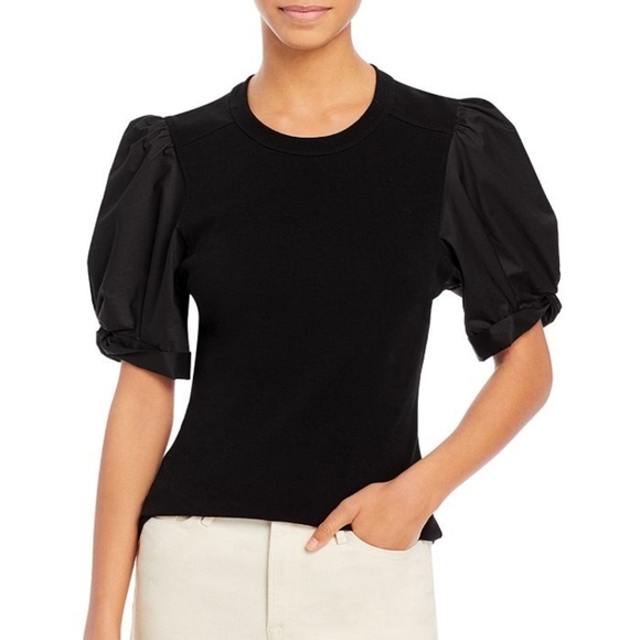 A.L.C Casey Puff Sleeve‎ Tee In Black Size XS - Picture 1 of 8